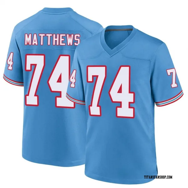 Men's Bruce Matthews Tennessee Titans Game Light Blue Oilers Throwback Alternate Jersey