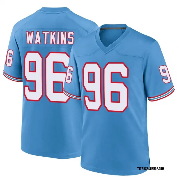 Men's Carlos Watkins Tennessee Titans Game Light Blue Oilers Throwback Alternate Jersey