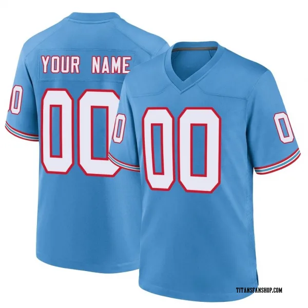 Men's Custom Tennessee Titans Game Light Blue Oilers Throwback Alternate Jersey