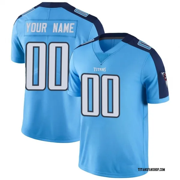 Men's Custom Tennessee Titans Limited Light Blue Color Rush Jersey