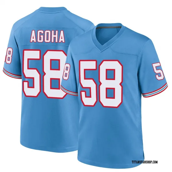 Men's David Ebuka Agoha Tennessee Titans Game Light Blue Oilers Throwback Alternate Jersey