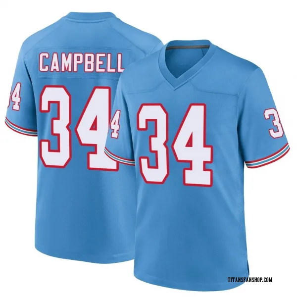 Men's Earl Campbell Tennessee Titans Game Light Blue Oilers Throwback Alternate Jersey