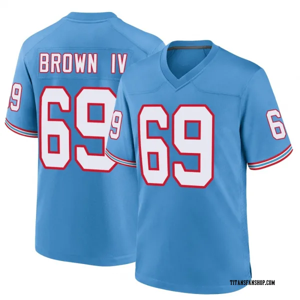 Men's Earnest Brown IV Tennessee Titans Game Light Blue Oilers Throwback Alternate Jersey