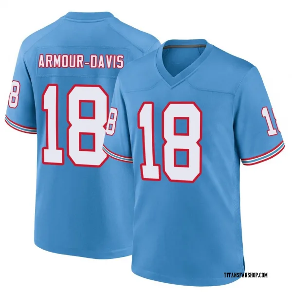 Men's Jalyn Armour-Davis Tennessee Titans Game Light Blue Oilers Throwback Alternate Jersey