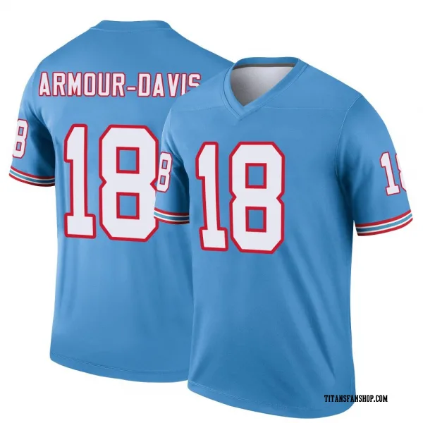 Men's Jalyn Armour-Davis Tennessee Titans Legend Light Blue Oilers Throwback Jersey