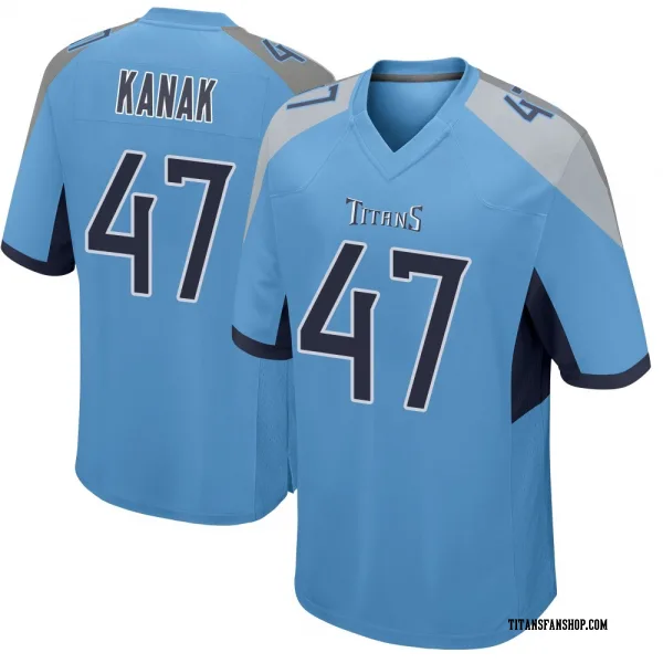Men's Jaren Kanak Tennessee Titans Game Light Blue Jersey