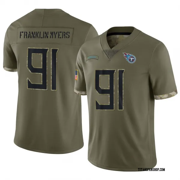 Men's John Franklin-Myers Tennessee Titans Limited Olive 2022 Salute To Service Jersey