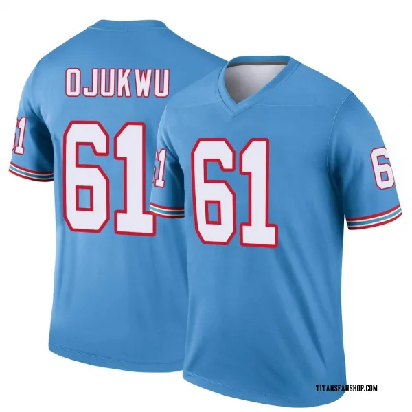 Men's John Ojukwu Tennessee Titans Legend Light Blue Oilers Throwback Jersey