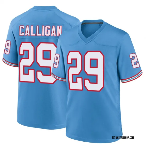 Men's Keydrain Calligan Tennessee Titans Game Light Blue Oilers Throwback Alternate Jersey
