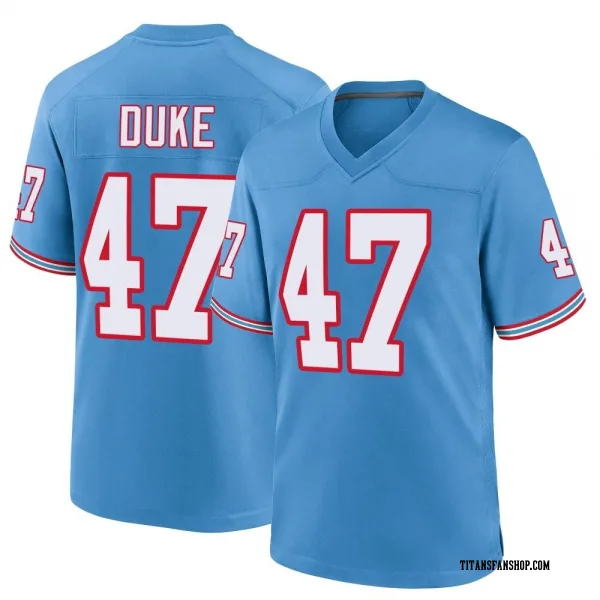 Men's Khalid Duke Tennessee Titans Game Light Blue Oilers Throwback Alternate Jersey