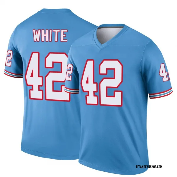 Men's Kyzir White Tennessee Titans Legend Light Blue Oilers Throwback Jersey