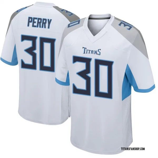 Men's Mark Perry Tennessee Titans Game White Jersey