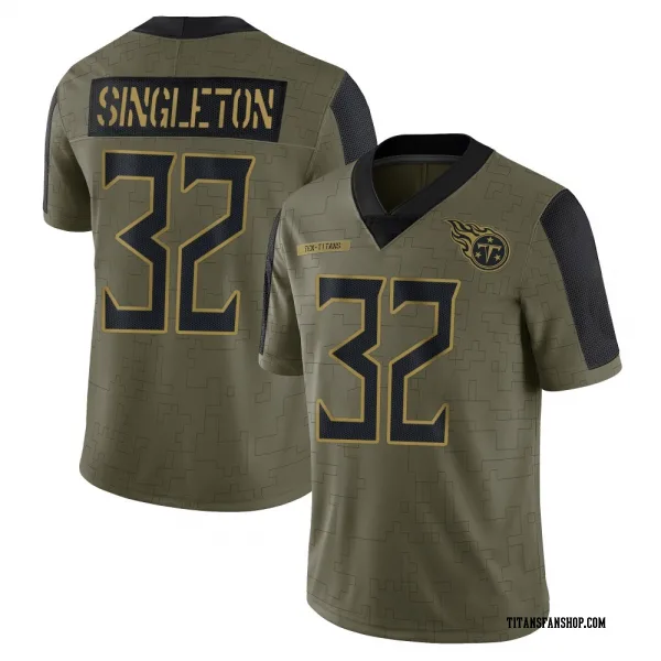 Men's Nicholas Singleton Tennessee Titans Limited Olive 2021 Salute To Service Jersey