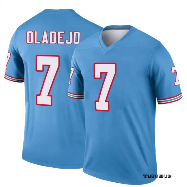 Men's Oluwafemi Oladejo Tennessee Titans Legend Light Blue Oilers Throwback Jersey