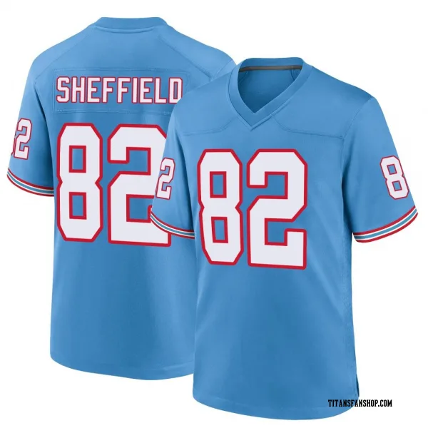 Men's TJ Sheffield Tennessee Titans Game Light Blue Oilers Throwback Alternate Jersey