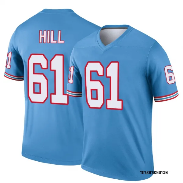 Men's Trey Hill Tennessee Titans Legend Light Blue Oilers Throwback Jersey