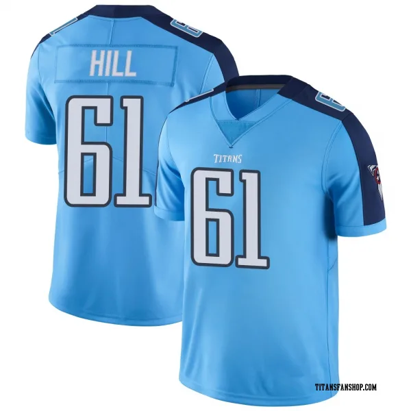 Men's Trey Hill Tennessee Titans Limited Light Blue Color Rush Jersey