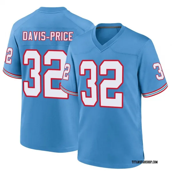 Men's Tyrion Davis-Price Tennessee Titans Game Light Blue Oilers Throwback Alternate Jersey