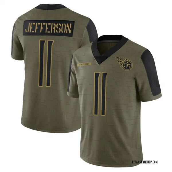 Men's Van Jefferson Tennessee Titans Limited Olive 2021 Salute To Service Jersey