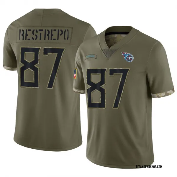 Men's Xavier Restrepo Tennessee Titans Limited Olive 2022 Salute To Service Jersey