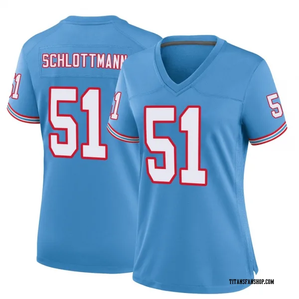 Women's Austin Schlottmann Tennessee Titans Game Light Blue Oilers Throwback Alternate Jersey