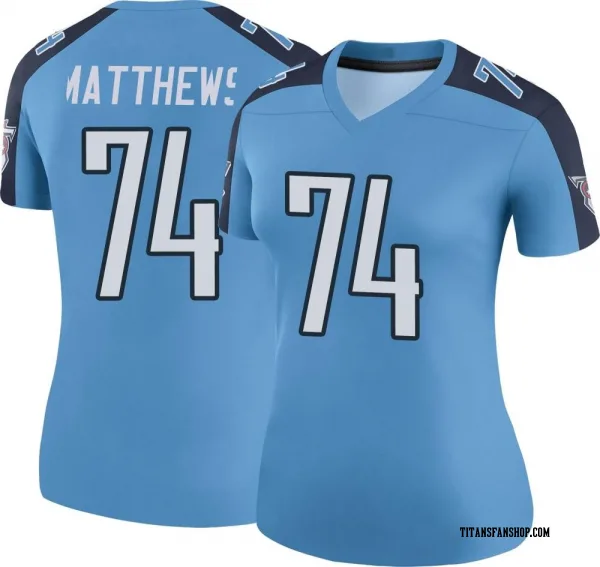 Women's Bruce Matthews Tennessee Titans Legend Light Blue Color Rush Jersey