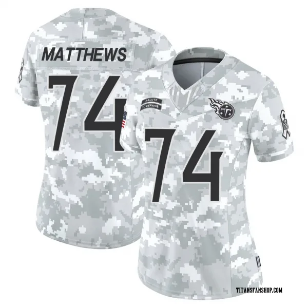 Women's Bruce Matthews Tennessee Titans Limited Arctic Camo 2024 Salute to Service Jersey