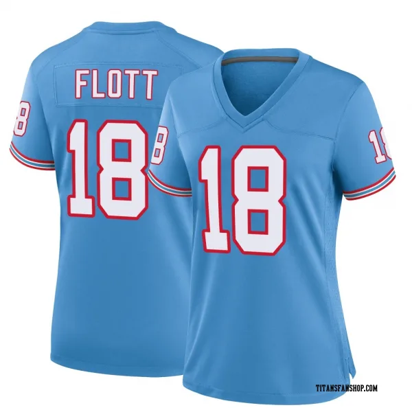 Women's Cor'Dale Flott Tennessee Titans Game Light Blue Oilers Throwback Alternate Jersey