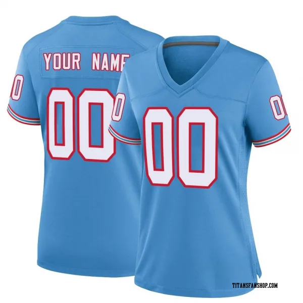 Women's Custom Tennessee Titans Game Light Blue Oilers Throwback Alternate Jersey