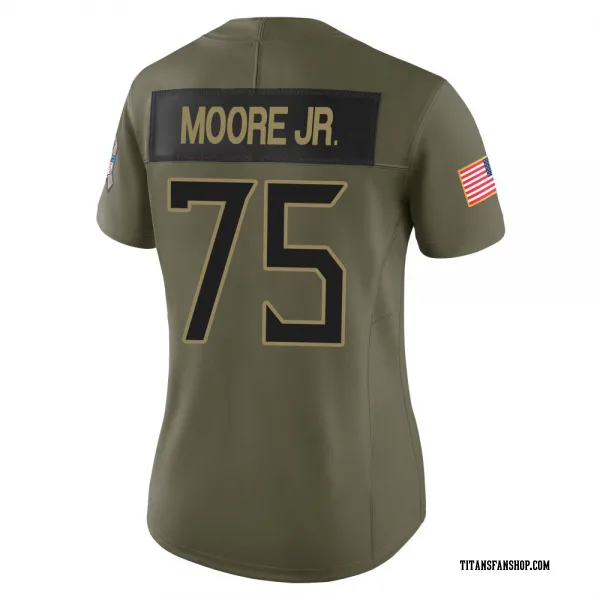 Women's Dan Moore Jr. Tennessee Titans Limited Olive 2025 Salute to Service Jersey