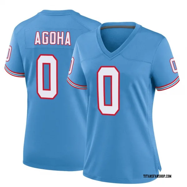 Women's David Agoha Tennessee Titans Game Light Blue Oilers Throwback Alternate Jersey
