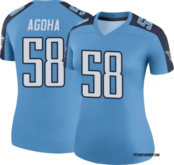 Women's David Ebuka Agoha Tennessee Titans Legend Light Blue Color Rush Jersey