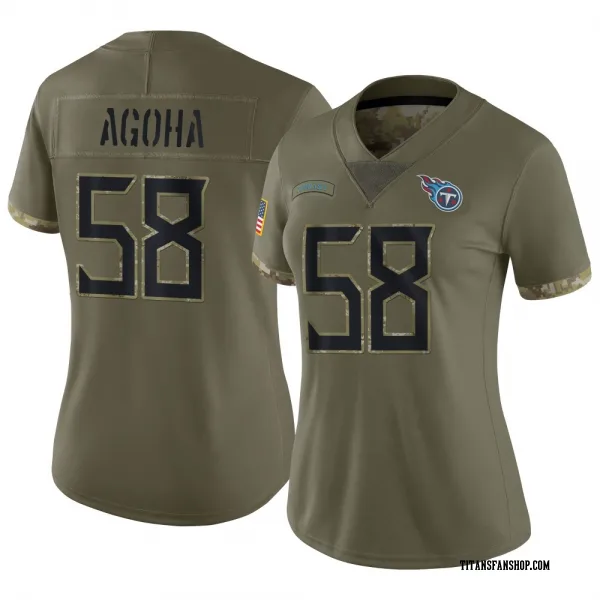 Women's David Ebuka Agoha Tennessee Titans Limited Olive 2022 Salute To Service Jersey