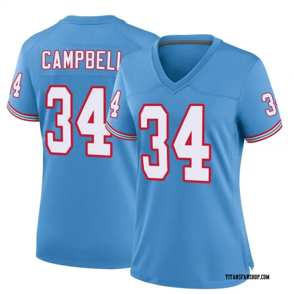 Women's Earl Campbell Tennessee Titans Game Light Blue Oilers Throwback Alternate Jersey