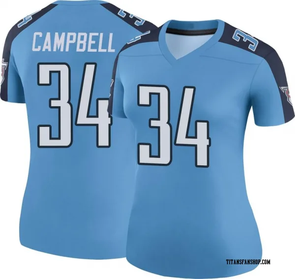 Women's Earl Campbell Tennessee Titans Legend Light Blue Color Rush Jersey