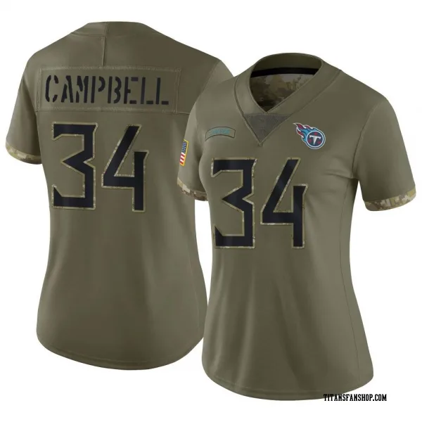 Women's Earl Campbell Tennessee Titans Limited Olive 2022 Salute To Service Jersey