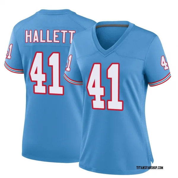 Women's Erick Hallett Tennessee Titans Game Light Blue Oilers Throwback Alternate Jersey