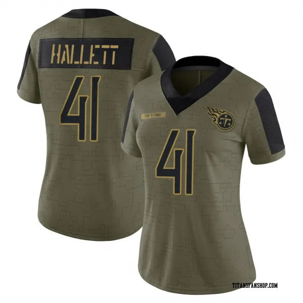 Women's Erick Hallett Tennessee Titans Limited Olive 2021 Salute To Service Jersey