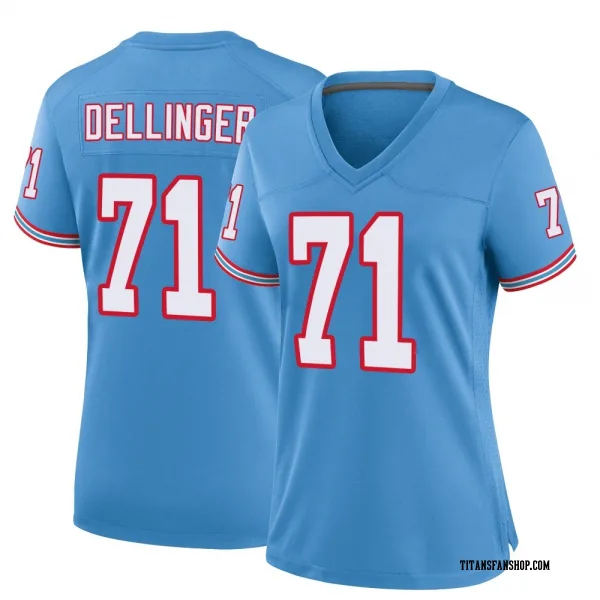 Women's Garrett Dellinger Tennessee Titans Game Light Blue Oilers Throwback Alternate Jersey