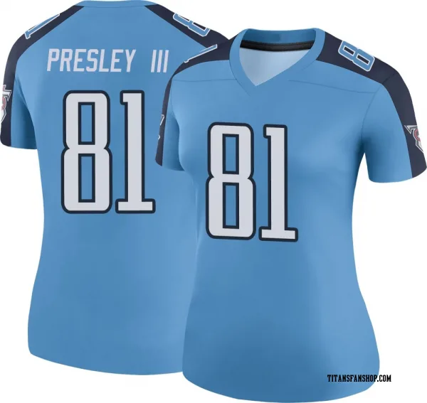 Women's Hal Presley III Tennessee Titans Legend Light Blue Color Rush Jersey