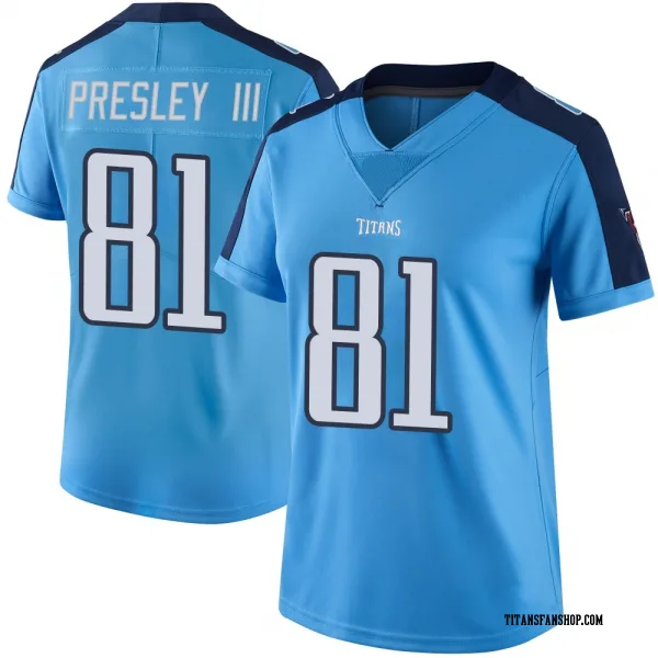 Women's Hal Presley III Tennessee Titans Limited Light Blue Color Rush Jersey