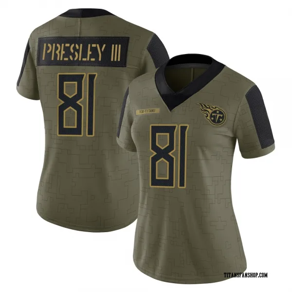 Women's Hal Presley III Tennessee Titans Limited Olive 2021 Salute To Service Jersey