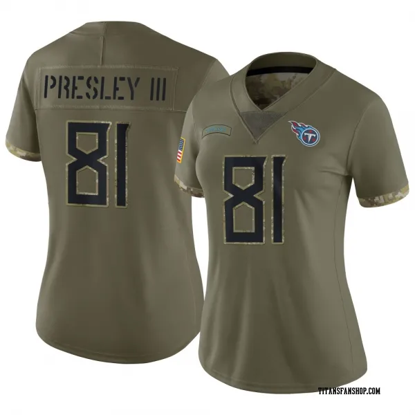 Women's Hal Presley III Tennessee Titans Limited Olive 2022 Salute To Service Jersey