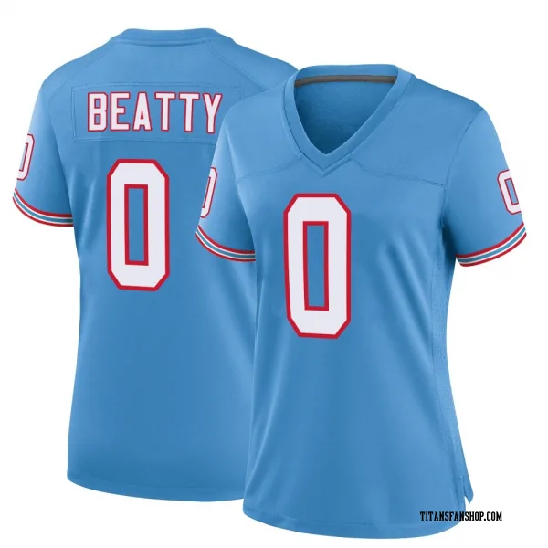 Women's Hank Beatty Tennessee Titans Game Light Blue Oilers Throwback Alternate Jersey
