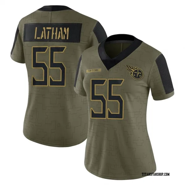 Women's JC Latham Tennessee Titans Limited Olive 2021 Salute To Service Jersey