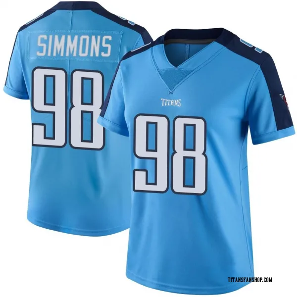 Women's Jeffery Simmons Tennessee Titans Limited Light Blue Color Rush Jersey