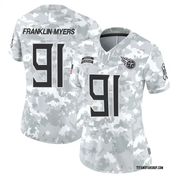 Women's John Franklin-Myers Tennessee Titans Limited Arctic Camo 2024 Salute to Service Jersey