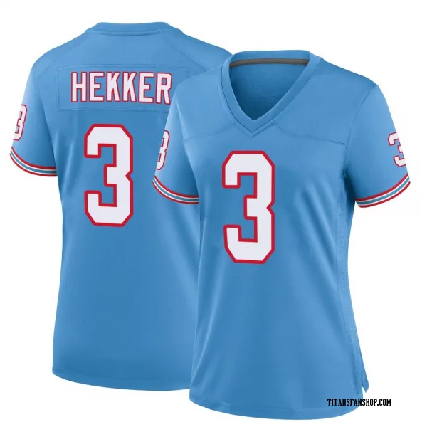 Women's Johnny Hekker Tennessee Titans Game Light Blue Oilers Throwback Alternate Jersey