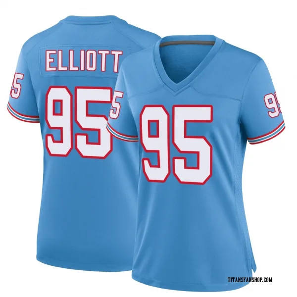 Women's Jordan Elliott Tennessee Titans Game Light Blue Oilers Throwback Alternate Jersey
