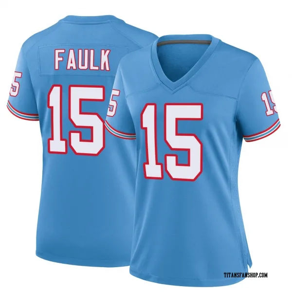 Women's Keldric Faulk Tennessee Titans Game Light Blue Oilers Throwback Alternate Jersey